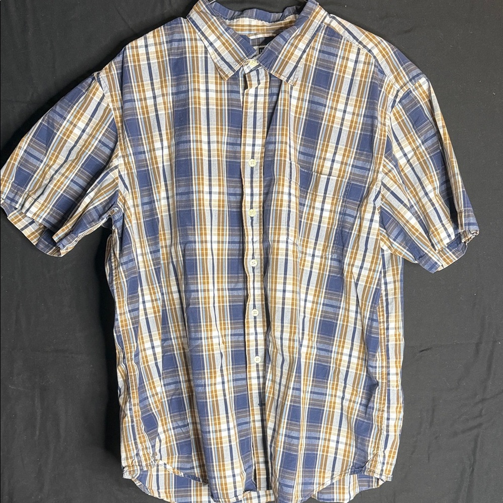 GAP Men's Casual Plaid Shirt in Blue and Yellow